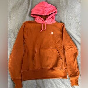 Champion Men's Rust Hoodie with Pink Hood